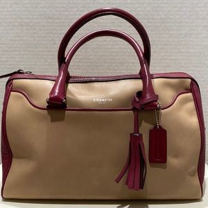 COACH (No. C1373-25807) Legacy “Haley” 2-Tone (Tan/Burgundy) Large Satchel